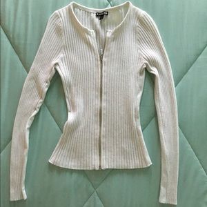 Ribbed zip front cardigan/sweater